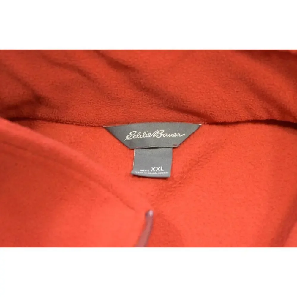 Eddie Bauer Camp Sweater 1/4 Zip Fleece Pullover‎ Orange Mens Size 2XL XXL - Picture 8 of 10